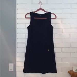 Navy dress with gold buttons